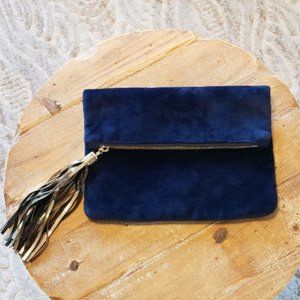 Navy Velvet Clutch